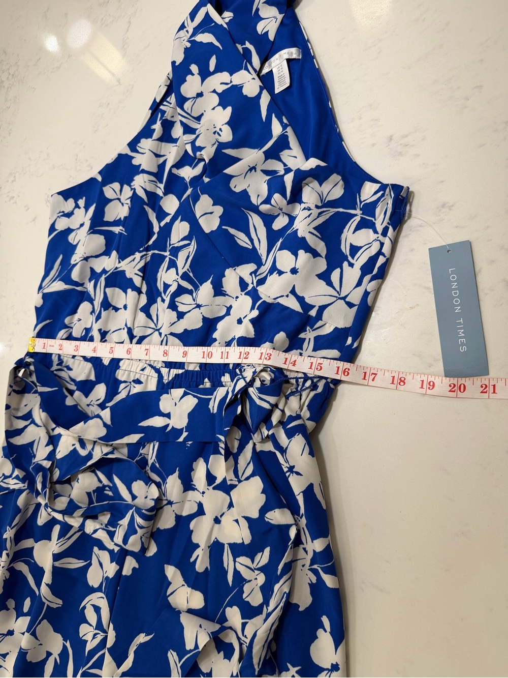 London Times Blue and White Floral Halter Maxi - Picture 16 of 16